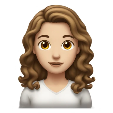 white girl with shoulder length brown wavy hair and brown eyes sticker