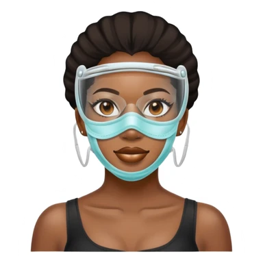 black woman with glassed braces and mask sticker