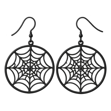goth earrings, black spider web hoop, intricate gothic, delicate sticker