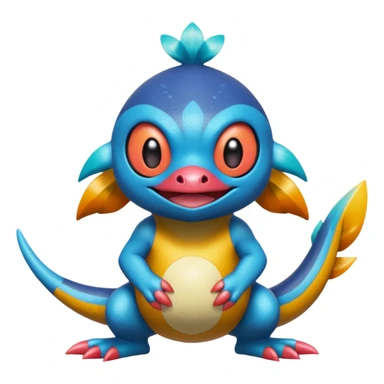 Elemental shimmering lucky charming smiling cute Croagunk-Dragalge-Hawlucha-Pokémon-Fakémon-hybrid-creature sticker