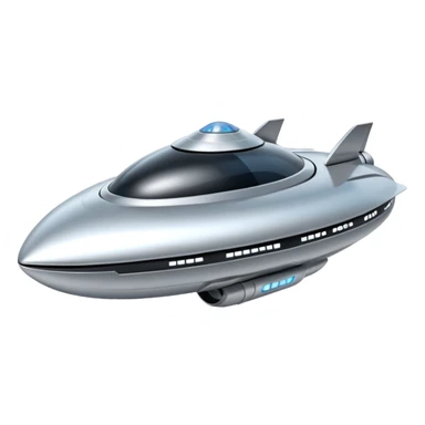 Futuristic floating down-facing metallic ring-shaped spaceship sticker