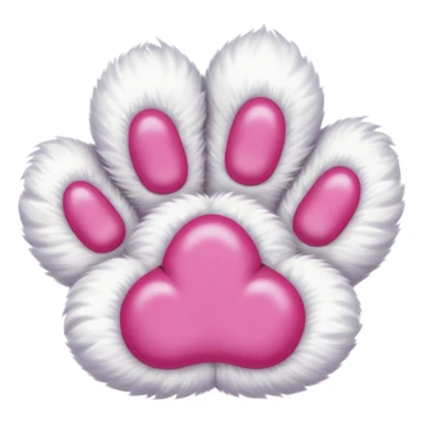 white cat paw with arm, from the bottom, vivid pink toe beans, cute sticker
