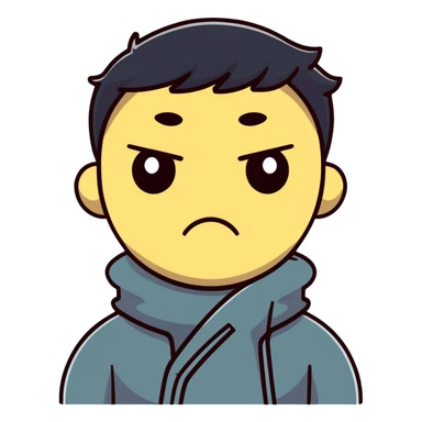 cartoon face with two hands around neck, wide eyes, annoyed face sticker