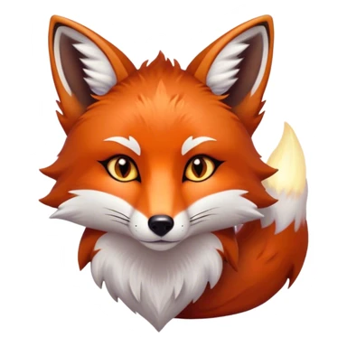 Cinematic Noble Fox Portrait Emoji, Poised and regal, with a lithe, agile build and a lush, fiery red Fur accented by white markings on the chest and tip of the tail, deep-set soulful amber eyes, Simplified yet sharp and sophisticated features, highly detailed, glowing with a warm, dignified glow, high shine, intelligent and cunning, stylized with an air of wild elegance, focused and attentive, soft glowing outline, capturing the essence of a watchful and confident forest wanderer, so majestic it feels as though it could dash out of the screen with effortless authority! sticker
