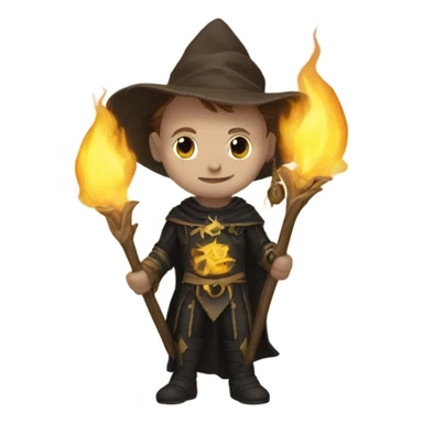 A sun warlock who is pale with brown hair and is holding a black kitten sticker