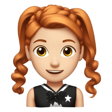 Redhead girl wearing black sparkly all star cheer uniform with a high ponytail with a bow  sticker