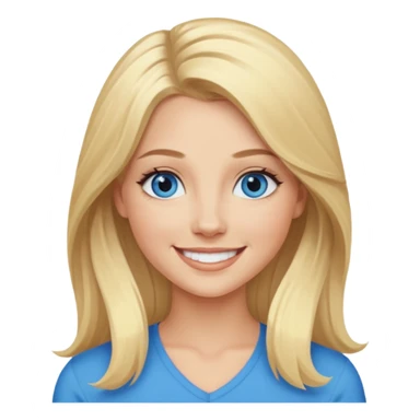 Shannon Bex with long blonde hair, blue eyes sticker