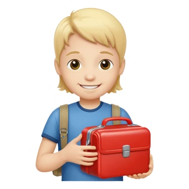 child with lunchbox sticker