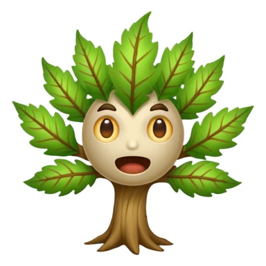 woodland spirit jump scare reaction with leaf hair standing up sticker
