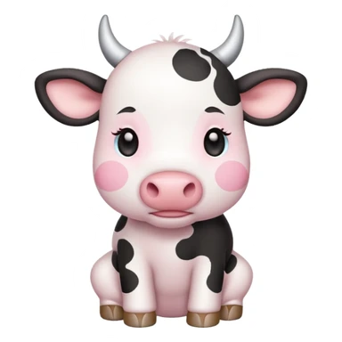 Cute white cow with soft pink spots chibi sticker