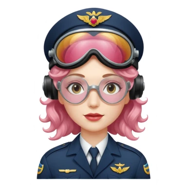Flight Officer Lila – wavy rose-hair pilot with mirrored goggles sticker