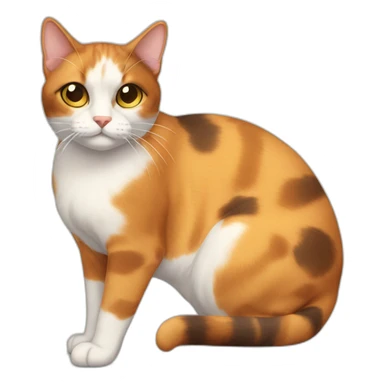 Calico cat with bald belly sticker