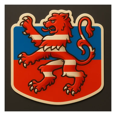 emoji of the Thüringen red and white striped lion, less cartoonish, with the Thüringen flag as background, no text sticker