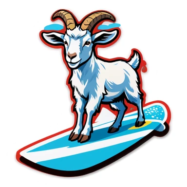 Goat surfing sticker