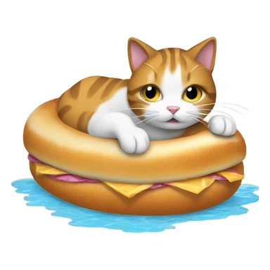 cat swimming on bagle sticker