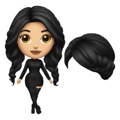 Kylie Jenner en robe noire et cheveux attaché et talon sticker