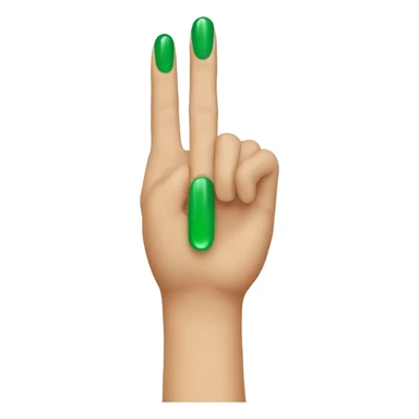 finger with green nail  sticker