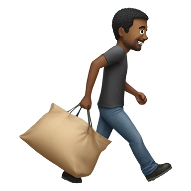 a man dragging a large bag behind him sticker