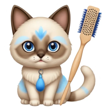 cute siamese cat, hair brush sticker
