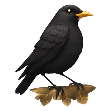 blackbird with golden feathers on the wing and chest sticker