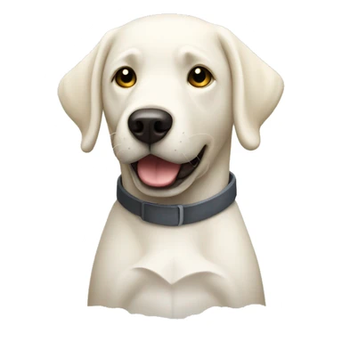 white lab holding a knife sticker