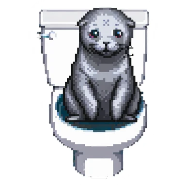 seal sitting on a toilet sticker