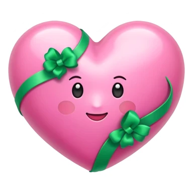 puedes hacer un corazón rosa con un lazo verde?, que sea parecido a este “💝” pero con el lazo verde  sticker
