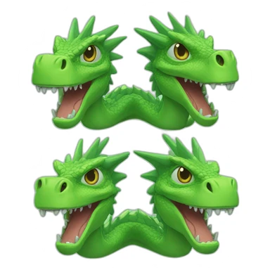 green gragon with three heads sticker