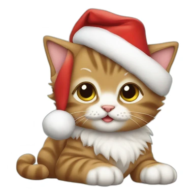 Very cute kitten Santa Claus sticker