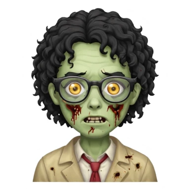 glasses zombie with black curly hair sticker