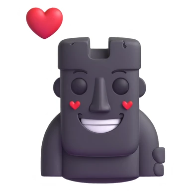 smiling moai emoji with a broken heart next to it sticker