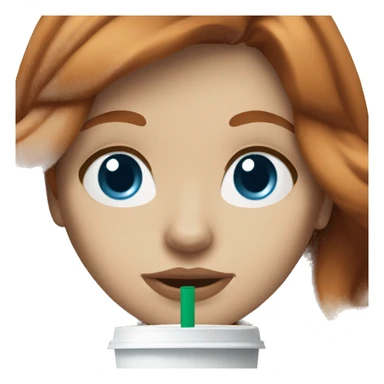Redhead white girl drinking starbucks blue eyes medium hair sticker