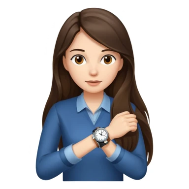 brunette long hairedwoman checking watch sticker