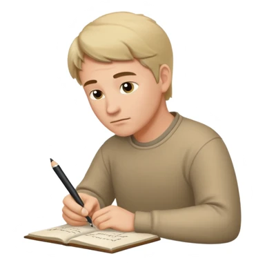 caucasian man writing in the script, facing right sticker