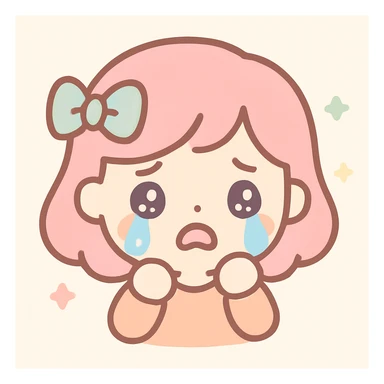 a person crying, simplified and cute, kawaii style sticker