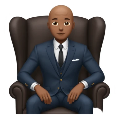 Black man, bald, in a suit, sitting on a chair  sticker