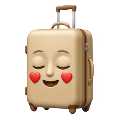 an Apple emoji style travel suitcase with a tired expression and half-closed eyes sticker