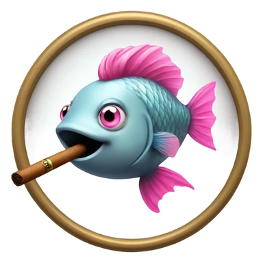 Cute fish with pink hair and a cigar sticker