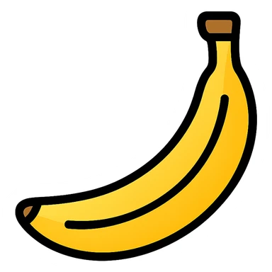 banana icon, color outline style sticker