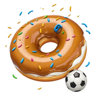Donut kicking a soccer ball sticker