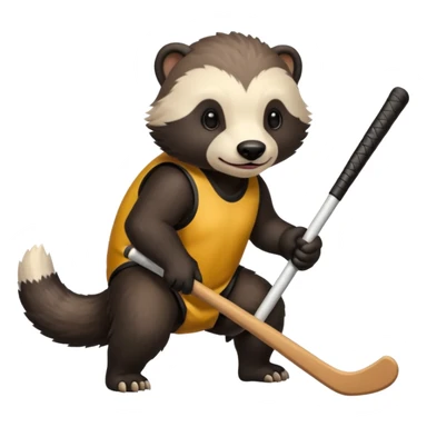 Honey badger playing feild hockey sticker