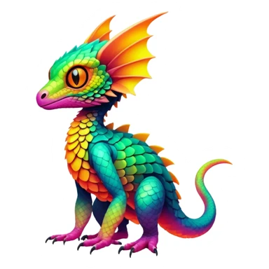 Exotic Tropical futuristic lush warm-colored neon-colored Fakémon-Trico-creature (full body) sticker