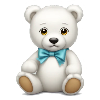 Cute white teddy bear with bow  sticker