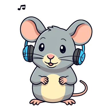 rat listening to music  sticker
