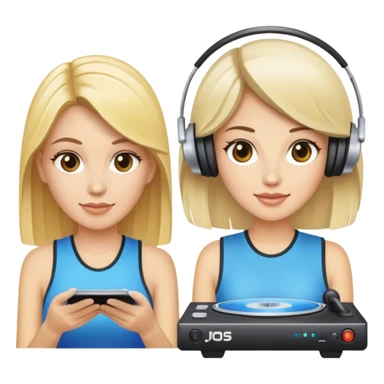 Blonde and brunette white female disc jockeys sticker