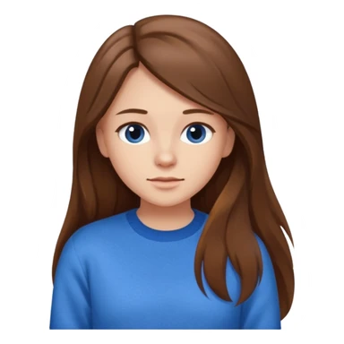 crea una ragazza giovane con i capelli marroni lunghi, una camicia bianca e un maglioncino blu sticker