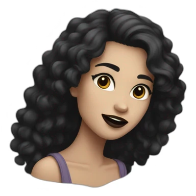 happy rock girl with dark lips and dark eyes snd dark hair sticker