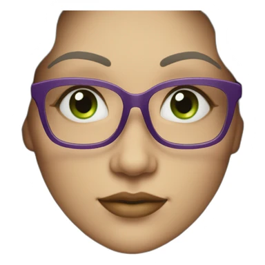 curvy-white-woman-purple-long-wavy-hair-green-eyes-square-glasses sticker
