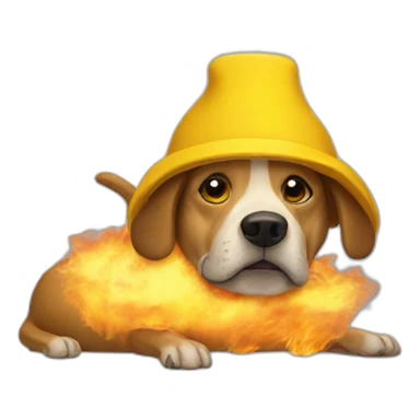 this is fine meme burning house dog with yellow hat sticker