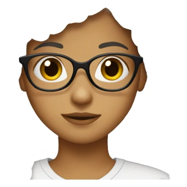 Girl with Brown eyes and hair with black glasses sticker